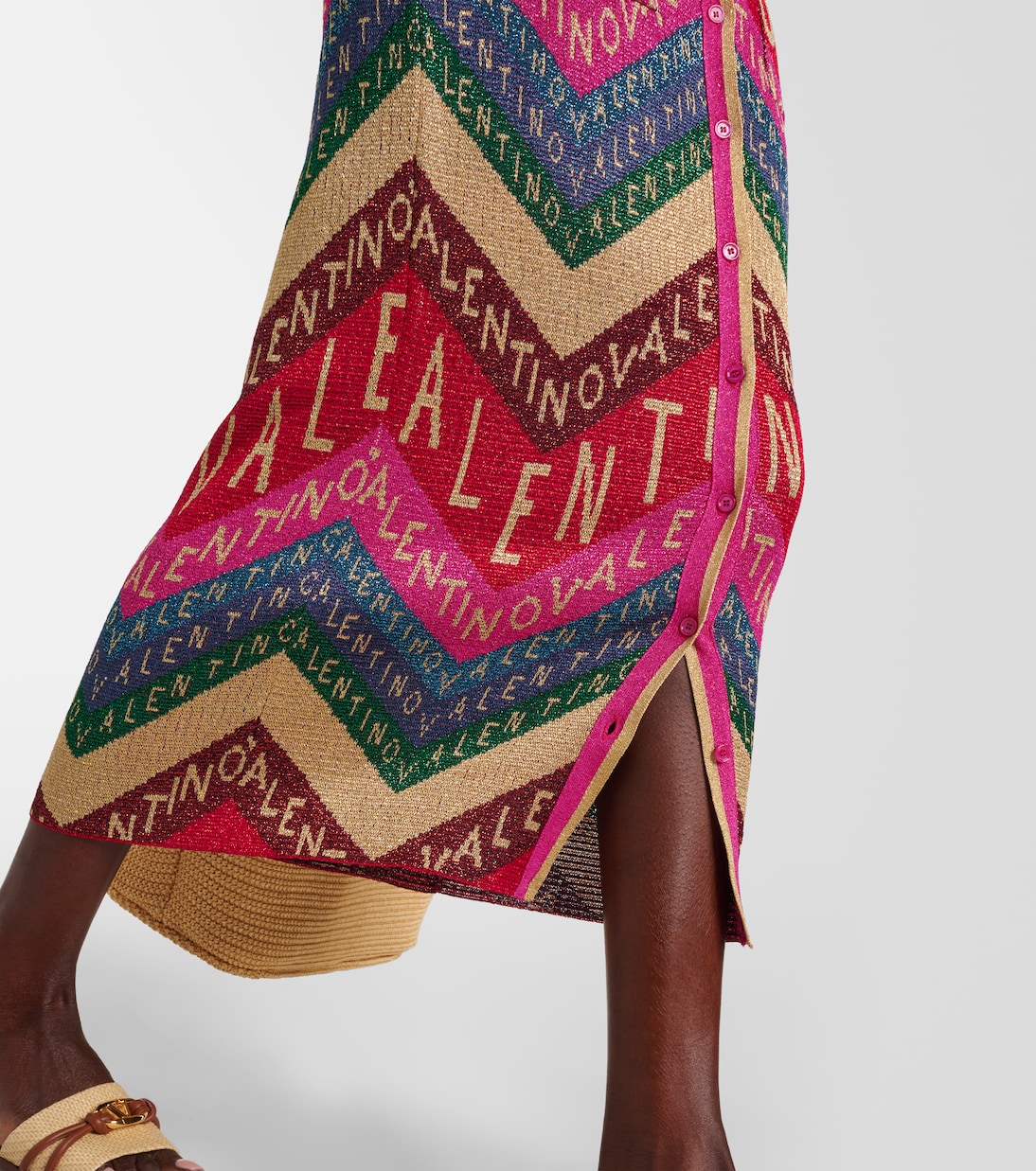Vestido corto de jacquard con logo | Valentino