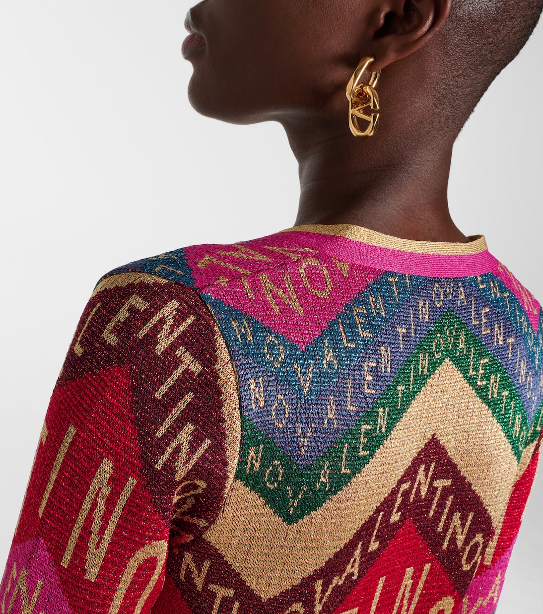 Vestido corto de jacquard con logo | Valentino