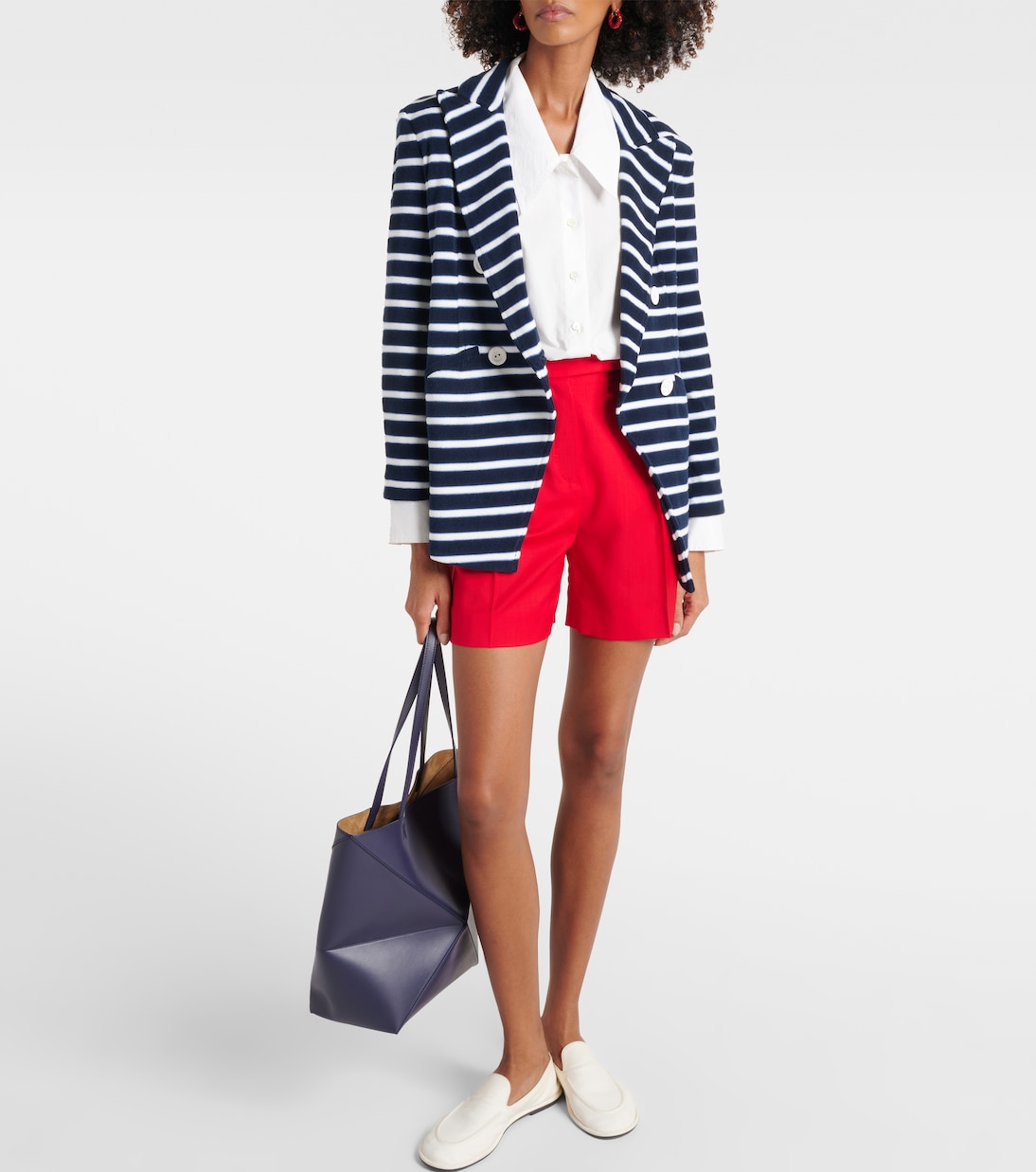 Ortiz striped cotton-blend terry blazer | Veronica Beard