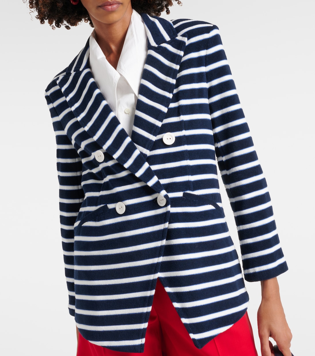 Ortiz striped cotton-blend terry blazer | Veronica Beard