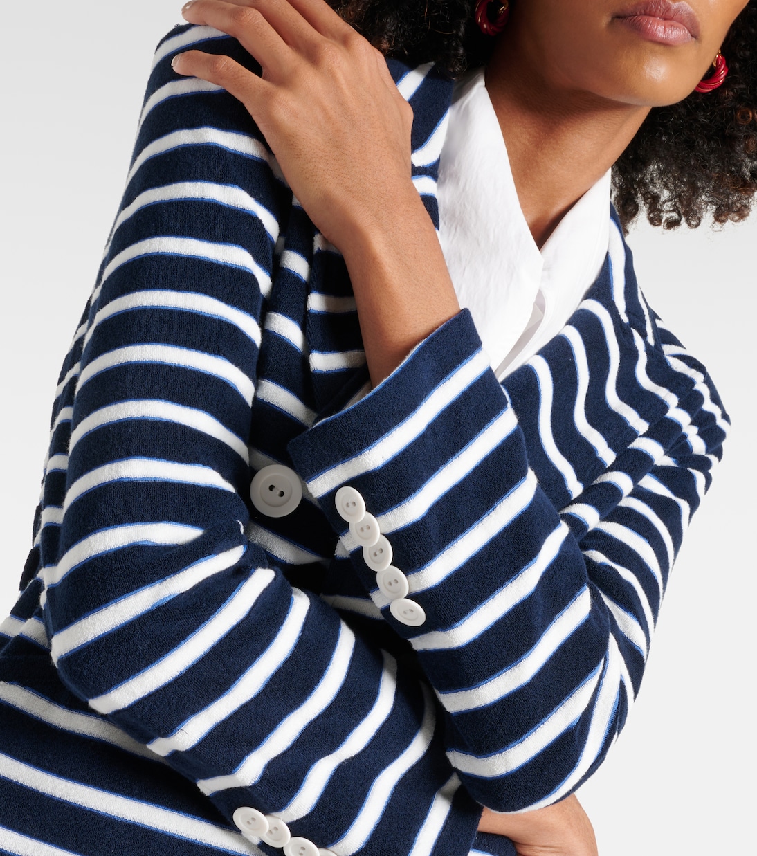Ortiz striped cotton-blend terry blazer | Veronica Beard