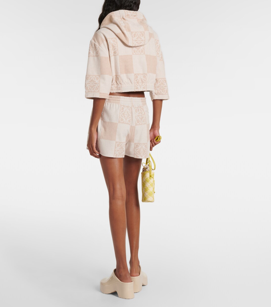 Anagram checked cotton-blend shorts | Loewe