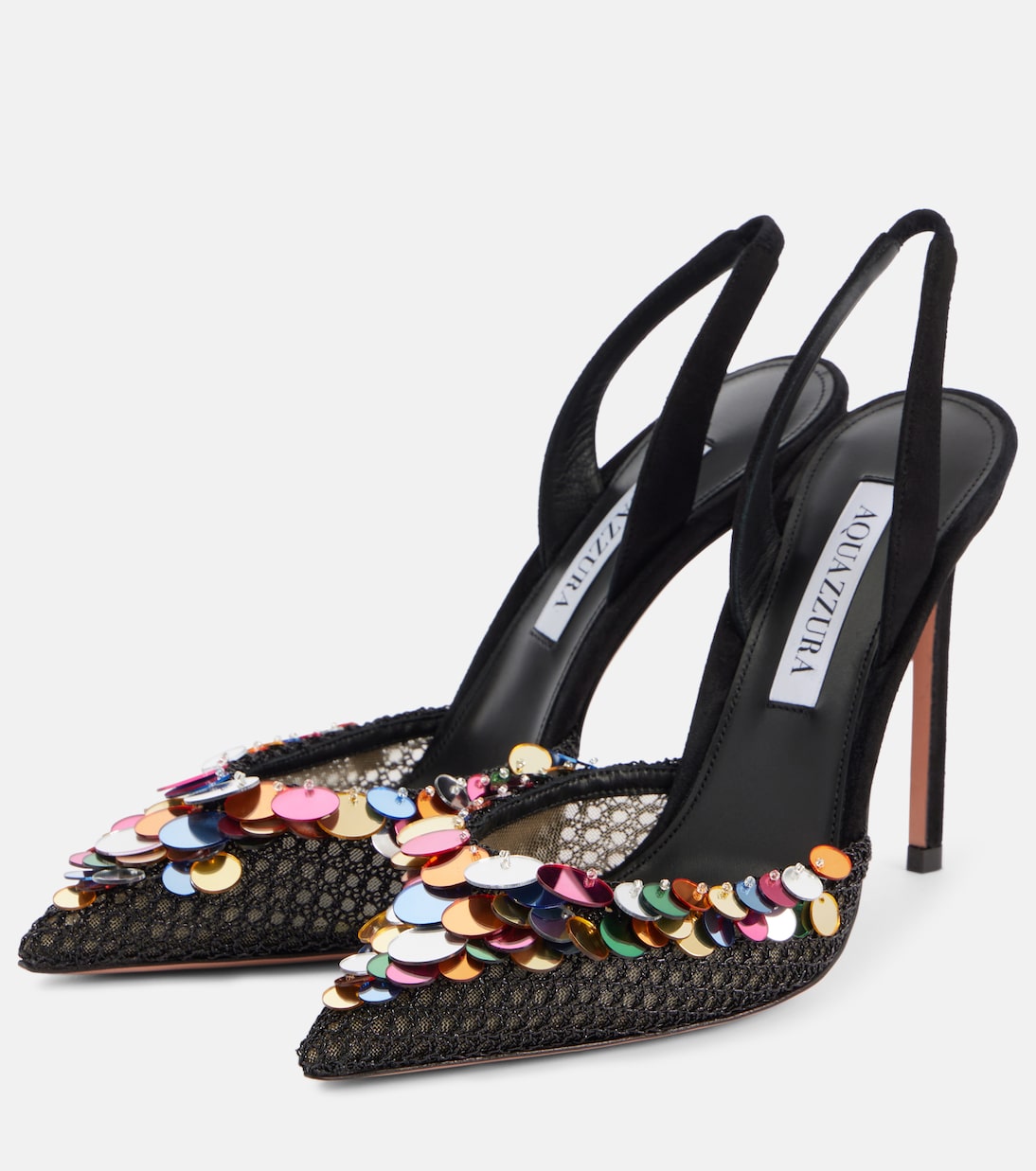 Scarpette con tacco AQUAZZURA Can Can 105 in suede e paillettes per giovani fashioniste