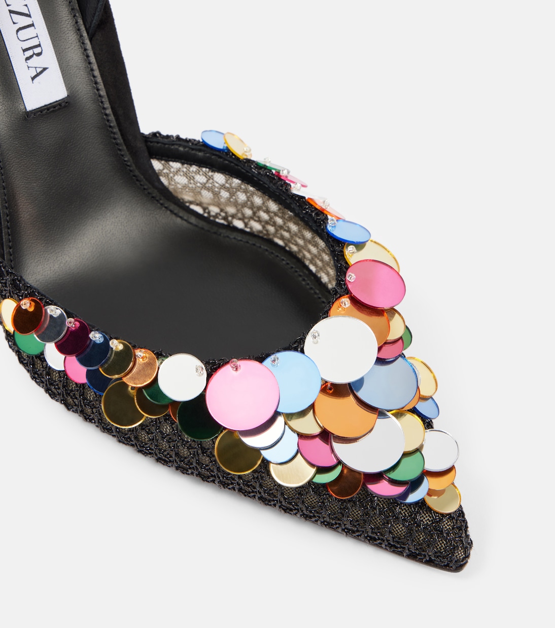 Scarpette con tacco AQUAZZURA Can Can 105 in suede e paillettes per giovani fashioniste
