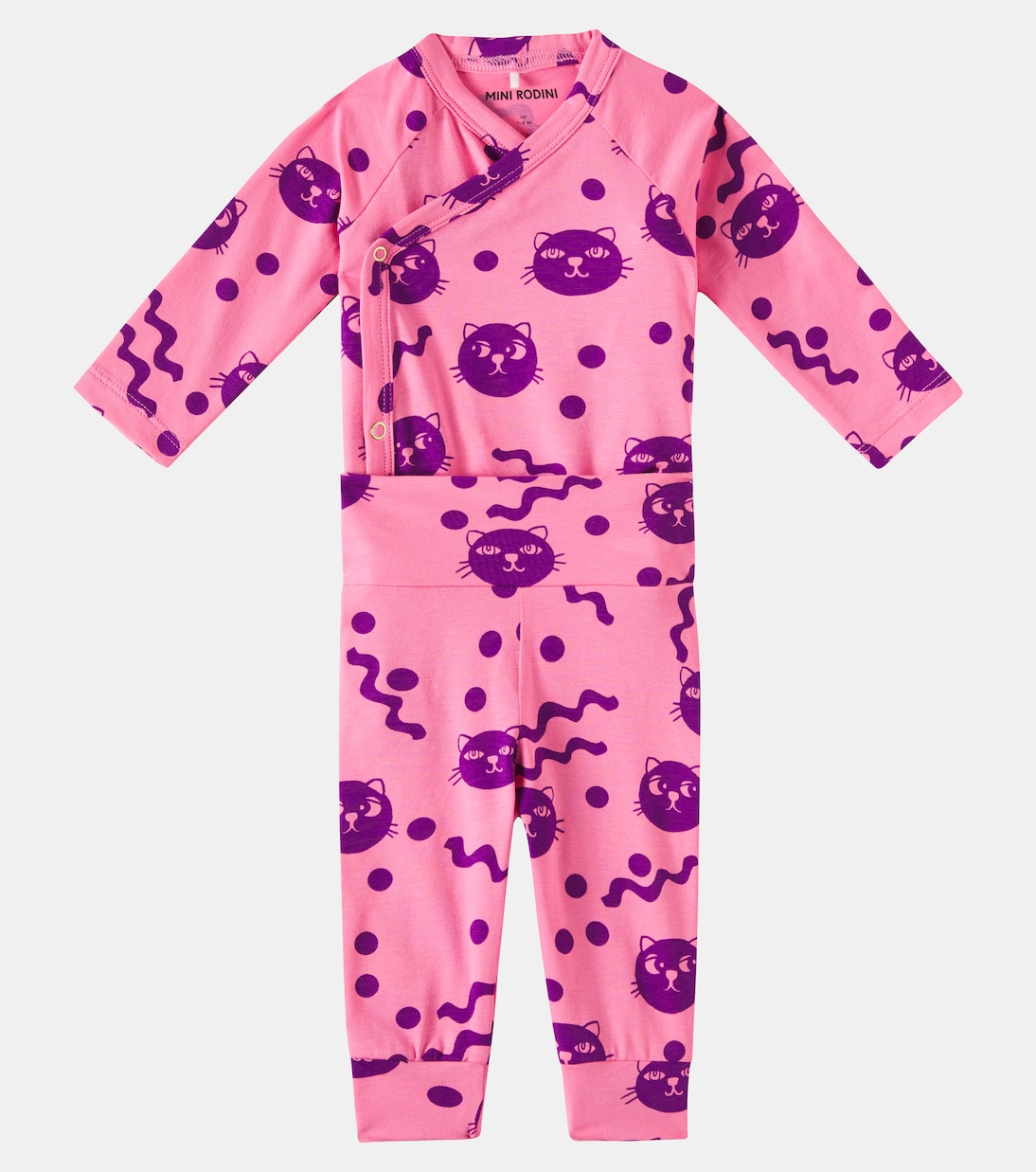Baby Squiggly Cats bodysuit and leggings set | Mini Rodini