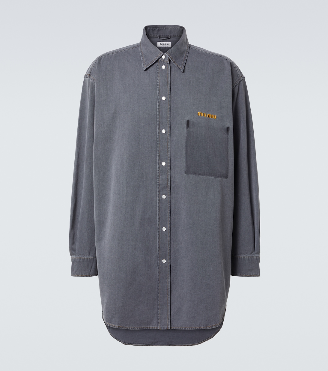 Oversize-Hemd aus Baumwoll-Chambray | Miu Miu