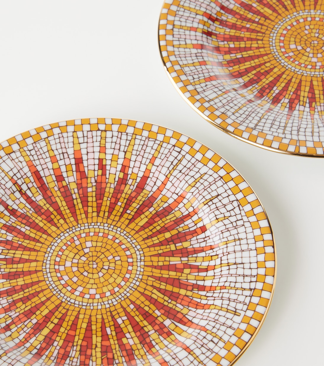 Sunrays set of 2 porcelain dessert plates | La DoubleJ