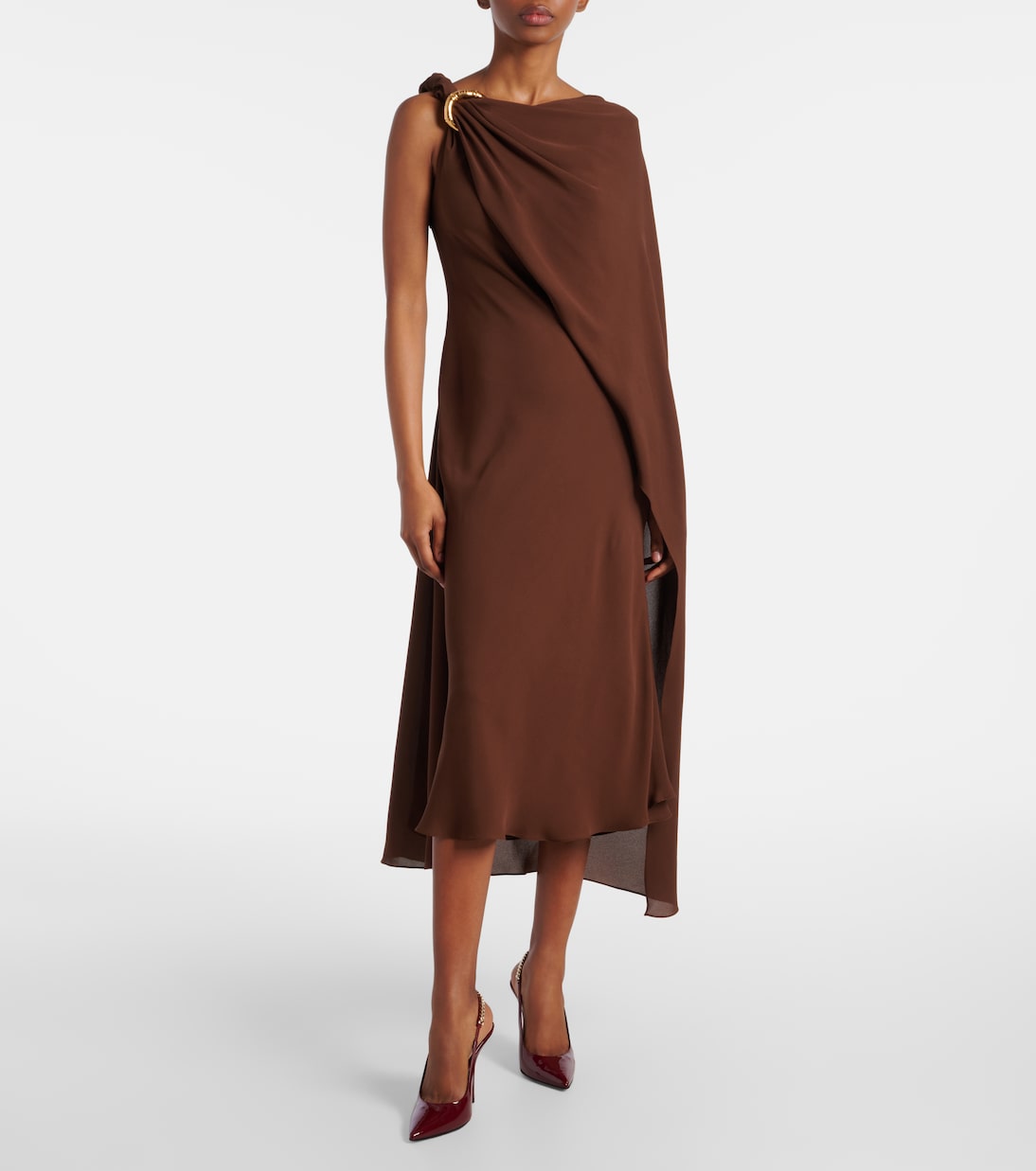Draped open-back satin midi dress | Gucci