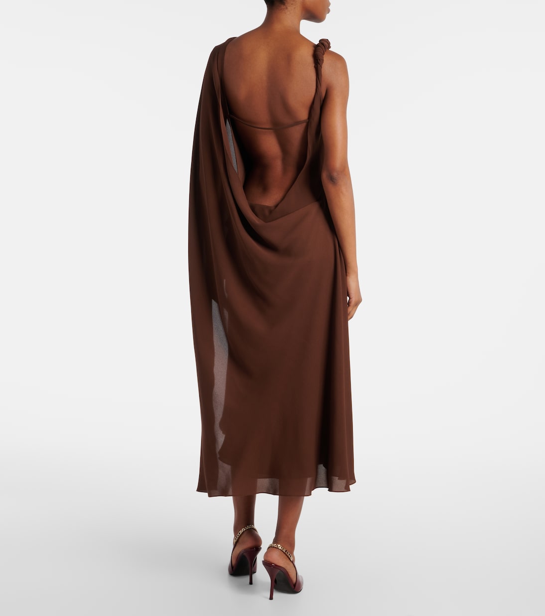 Draped open-back satin midi dress | Gucci