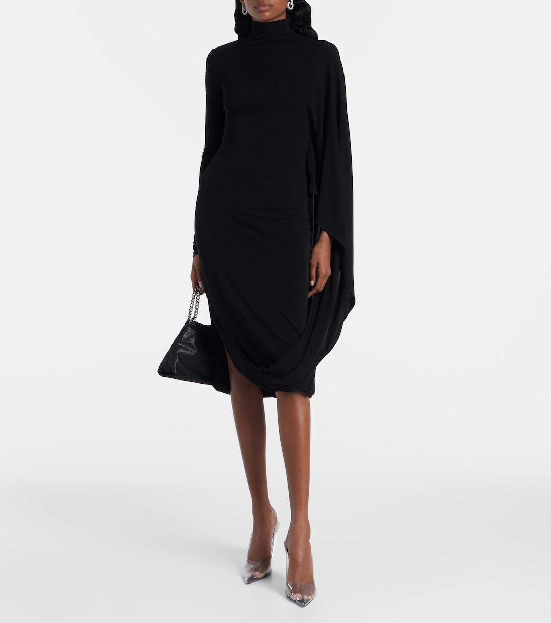 Vestido midi de cuello alto drapeado | Stella McCartney