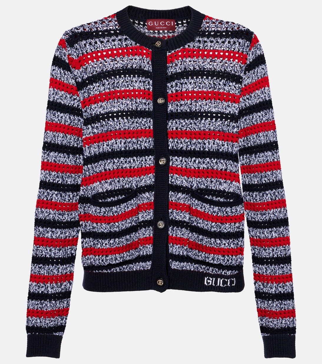 Cardigan in misto cotone a righe | Gucci