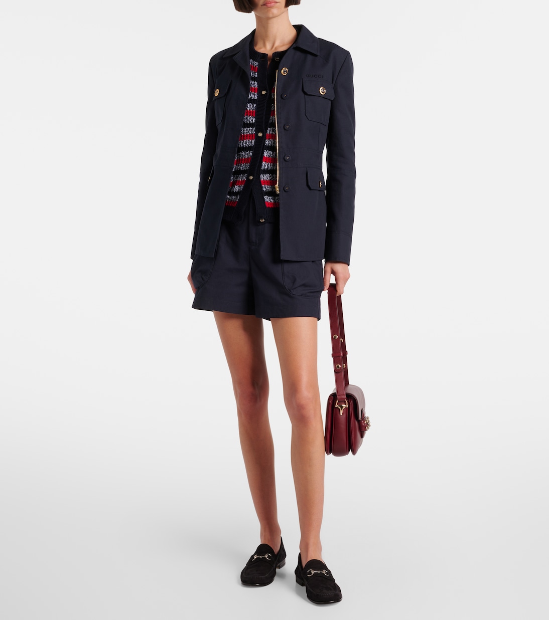 Cardigan in misto cotone a righe | Gucci