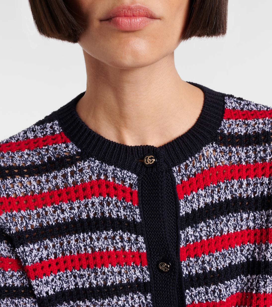 Cardigan in misto cotone a righe | Gucci