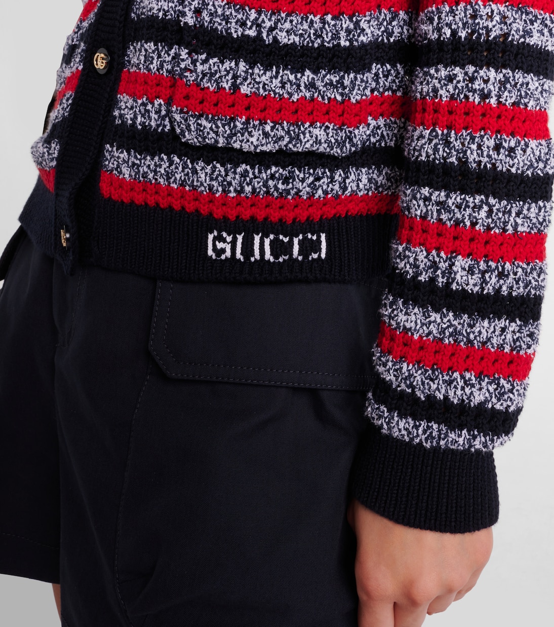 Cardigan in misto cotone a righe | Gucci