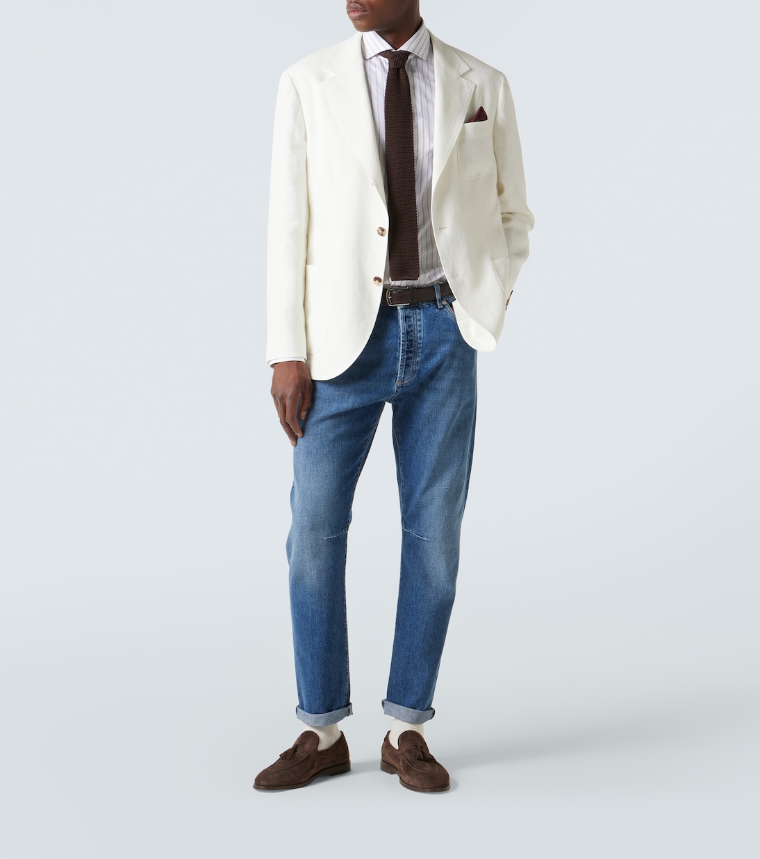 Camisa de popelín de algodón a rayas | Brunello Cucinelli
