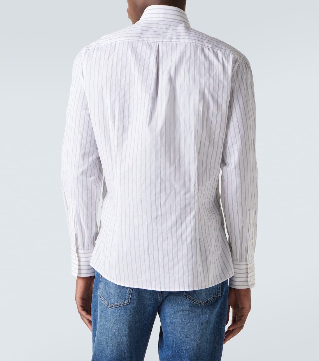 Camisa de popelín de algodón a rayas | Brunello Cucinelli