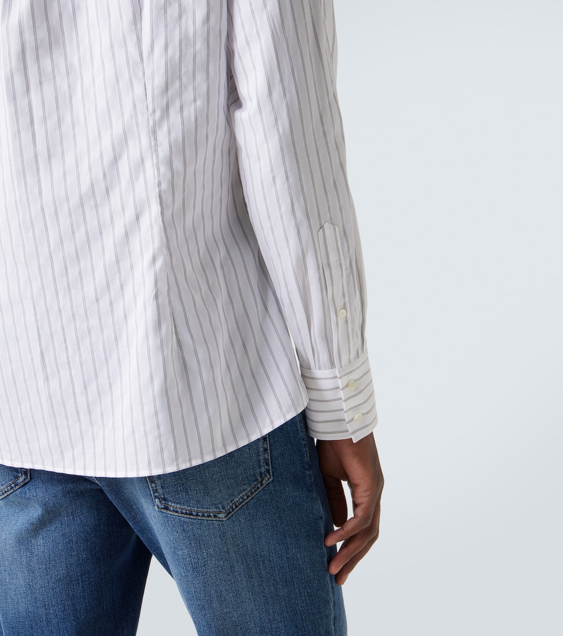 Camisa de popelín de algodón a rayas | Brunello Cucinelli