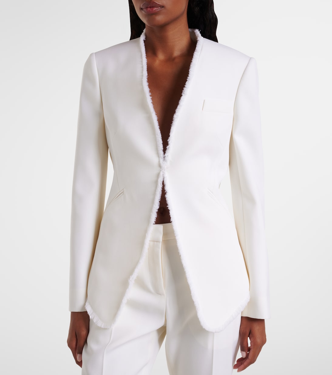 Frayed wool gabardine blazer | McQueen