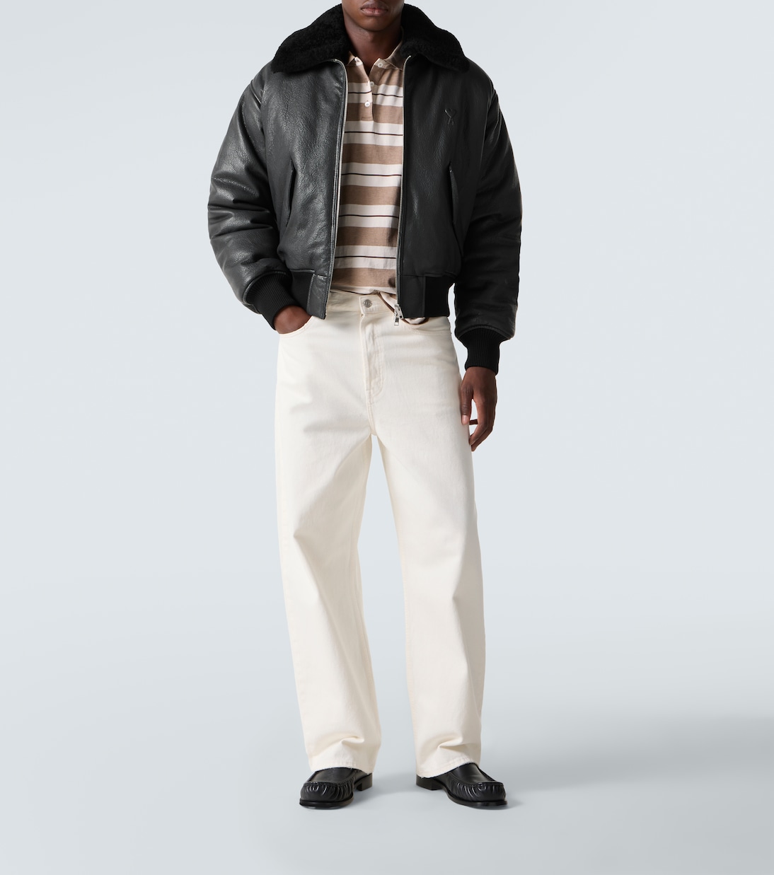 Bomberjacke aus Leder mit Shearling | Ami Paris