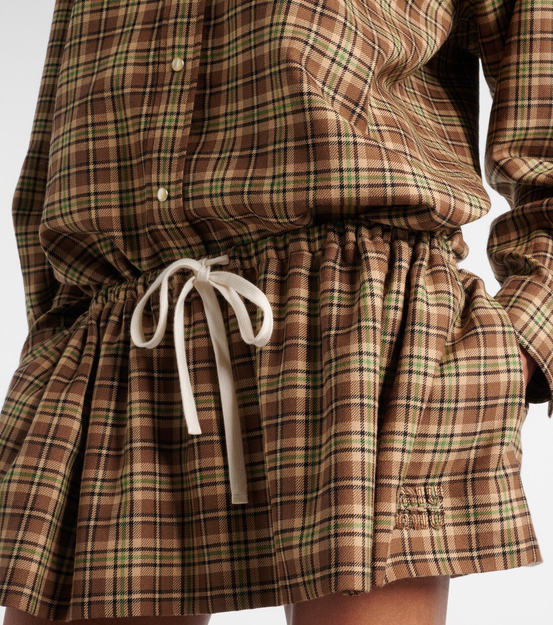 Plaid virgin wool miniskirt  | Miu Miu