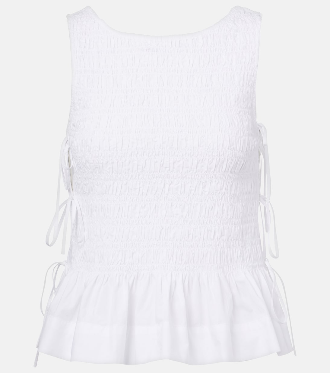 Shirred cotton top | Ganni