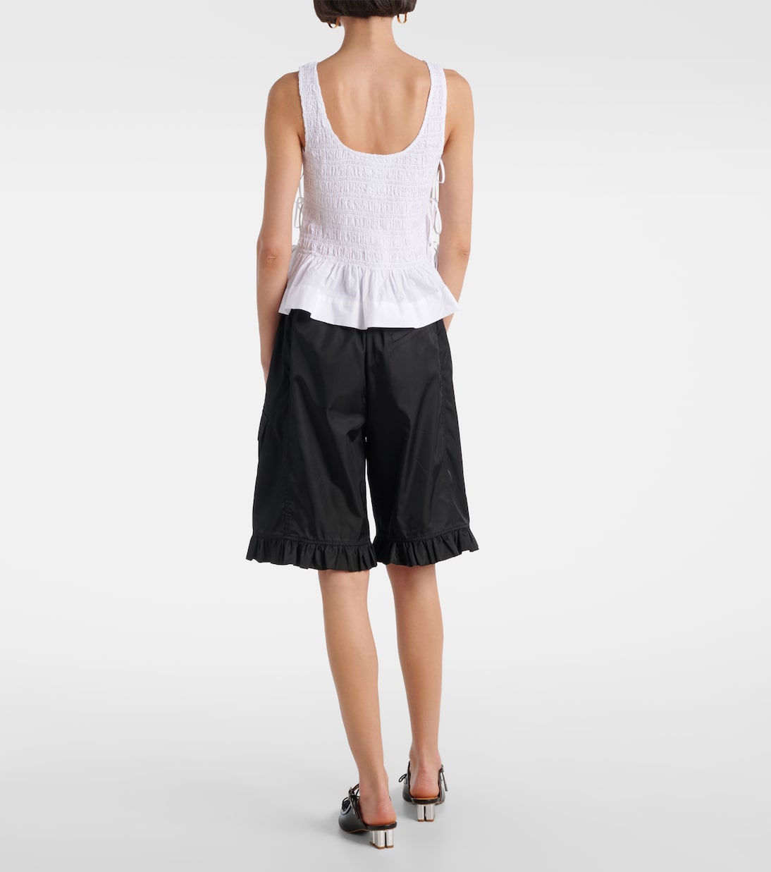 Shirred cotton top | Ganni