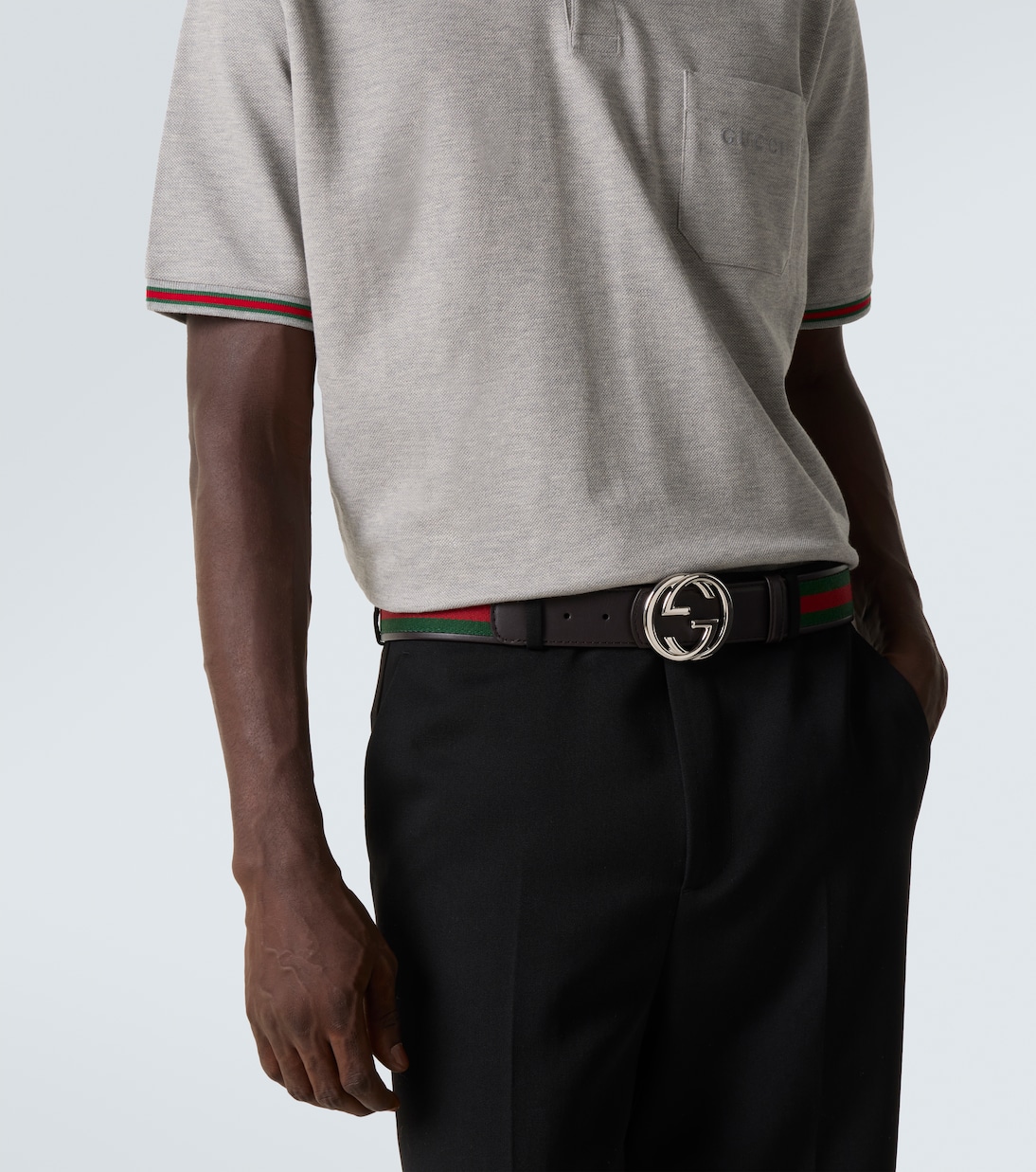 Interlocking G Web leather belt | Gucci
