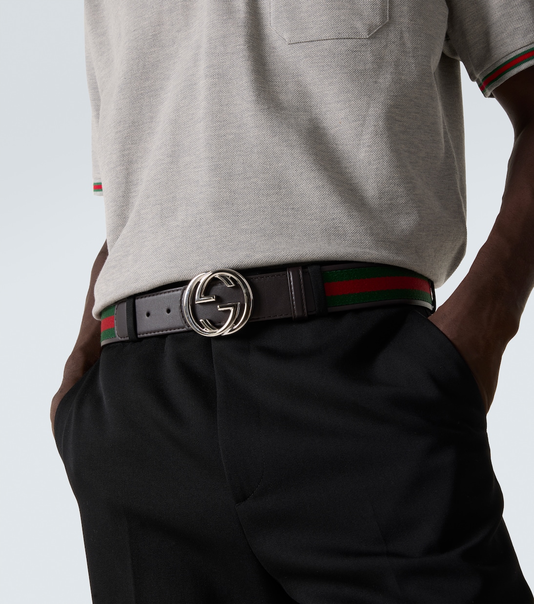Interlocking G Web leather belt | Gucci