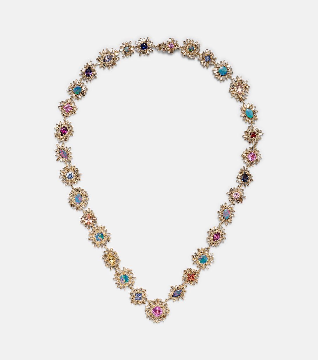 Collana Flower Riviere in oro 18kt con opale, zaffiri e diamanti | Suzanne Kalan