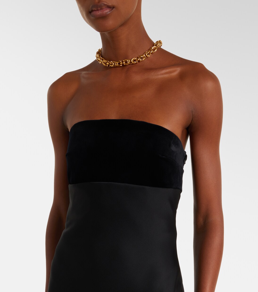 Baia velvet-trimmed satin bustier gown | Max Mara