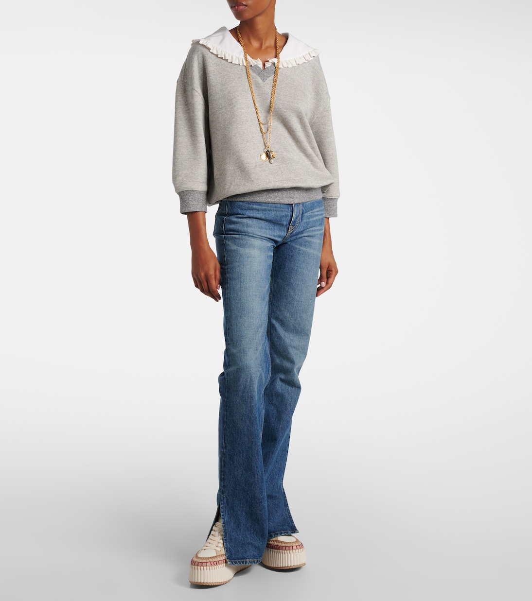 Nama suede-trimmed leather platform sneakers | Chloé