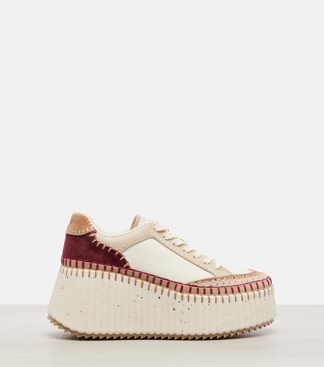 Nama suede-trimmed leather platform sneakers | Chloé