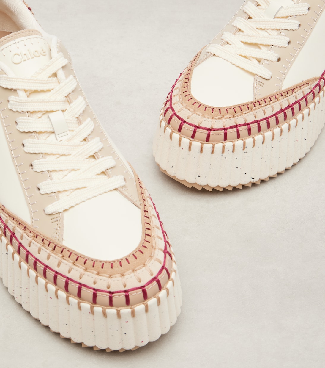 Nama suede-trimmed leather platform sneakers | Chloé