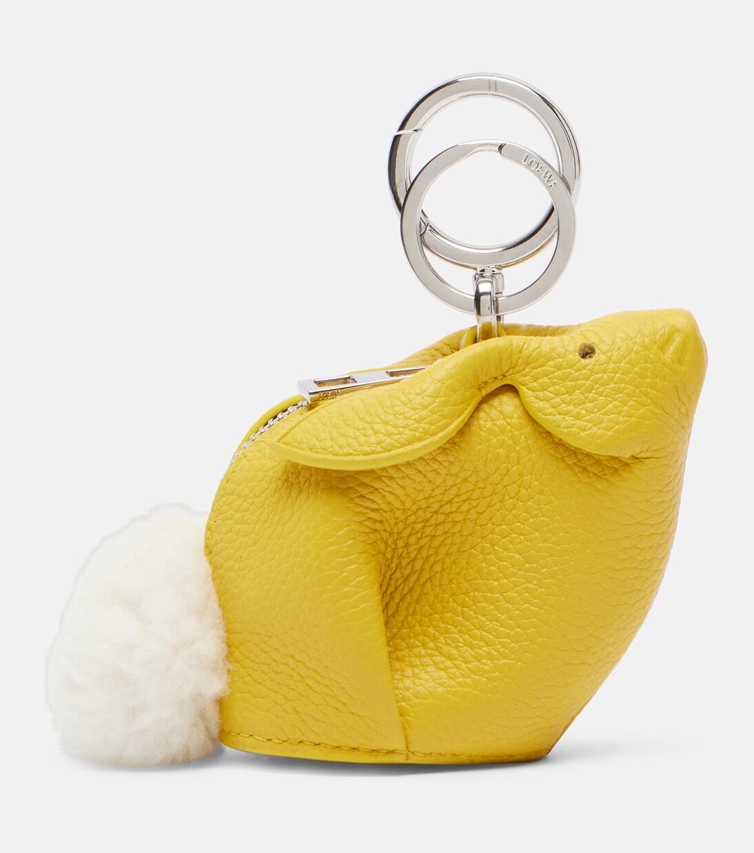 Shearling-trimmed leather bag charm | Loewe
