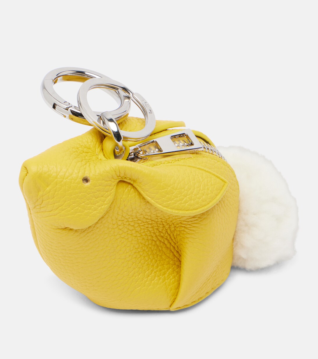 Shearling-trimmed leather bag charm | Loewe
