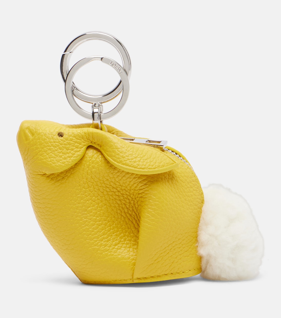 Shearling-trimmed leather bag charm | Loewe