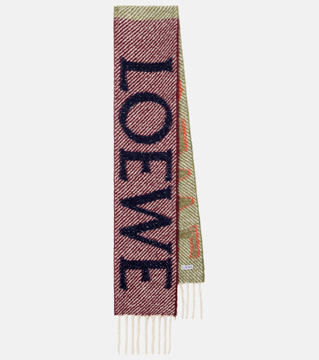 Logo reversible alpaca and wool-blend scarf | Loewe