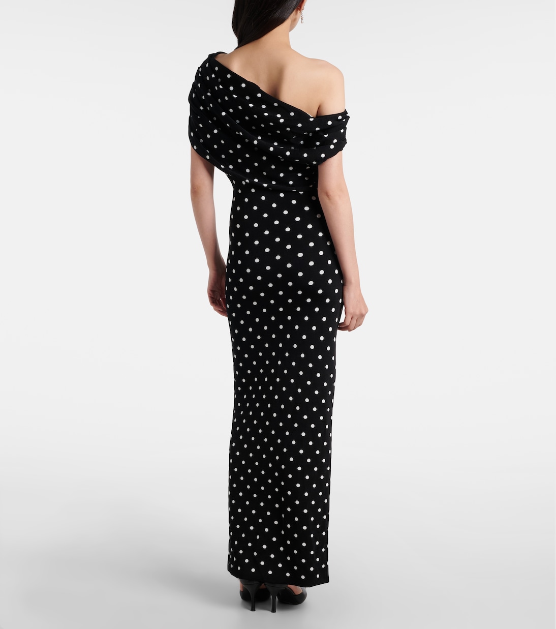 Polka-dot asymmetric maxi dress | Self-Portrait