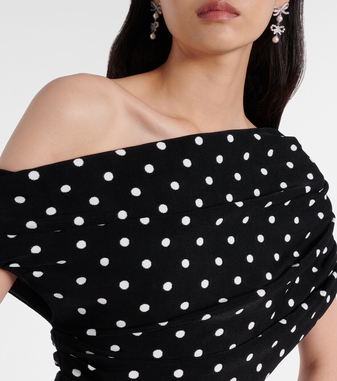 Polka-dot asymmetric maxi dress | Self-Portrait