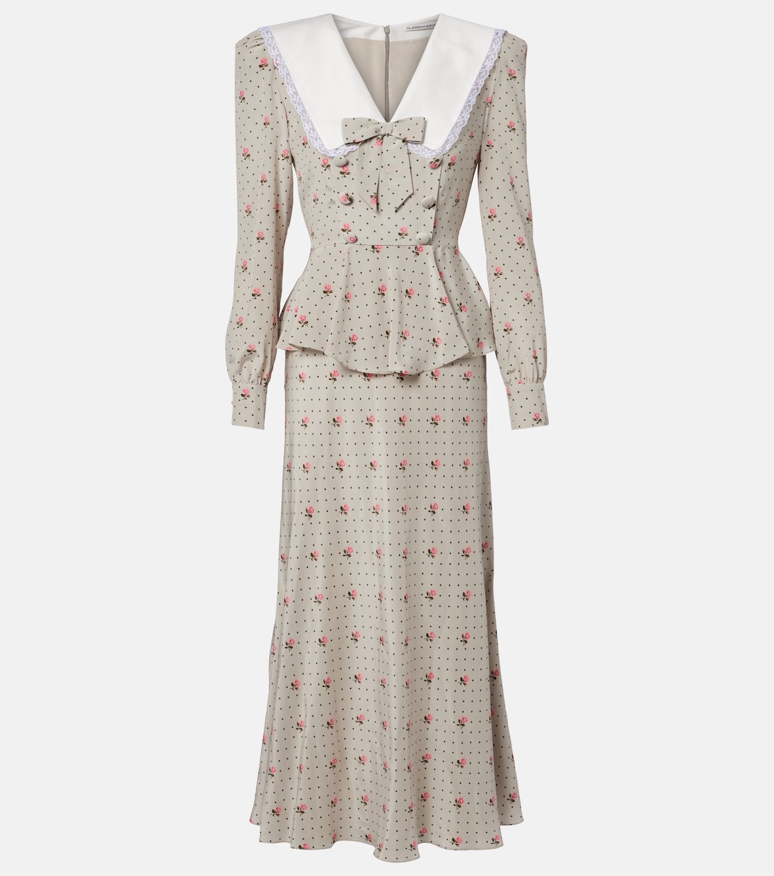 Floral polka-dot silk midi dress | Alessandra Rich