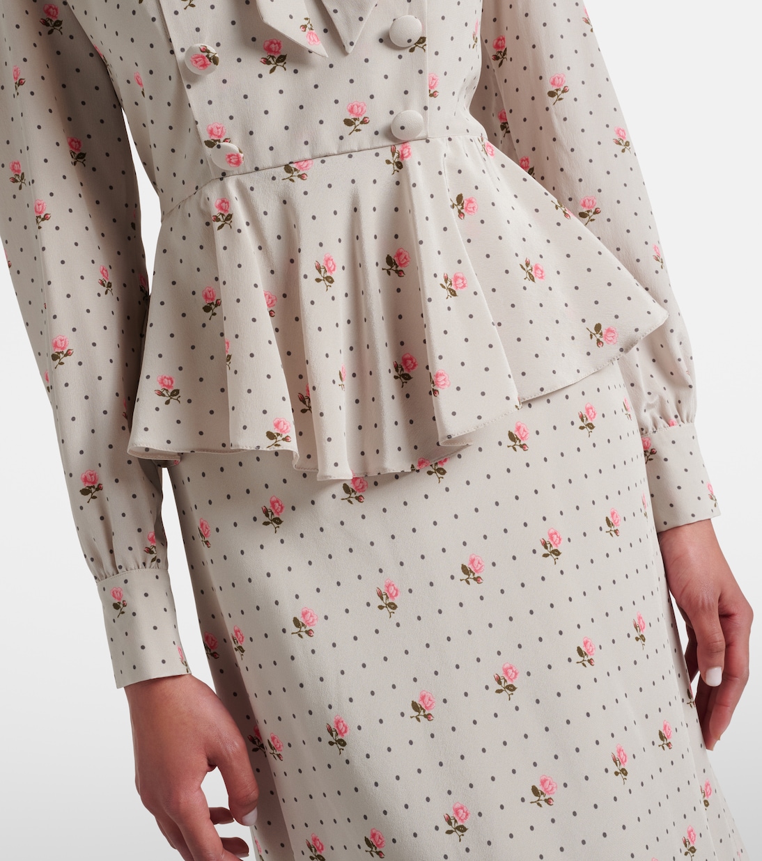 Floral polka-dot silk midi dress | Alessandra Rich