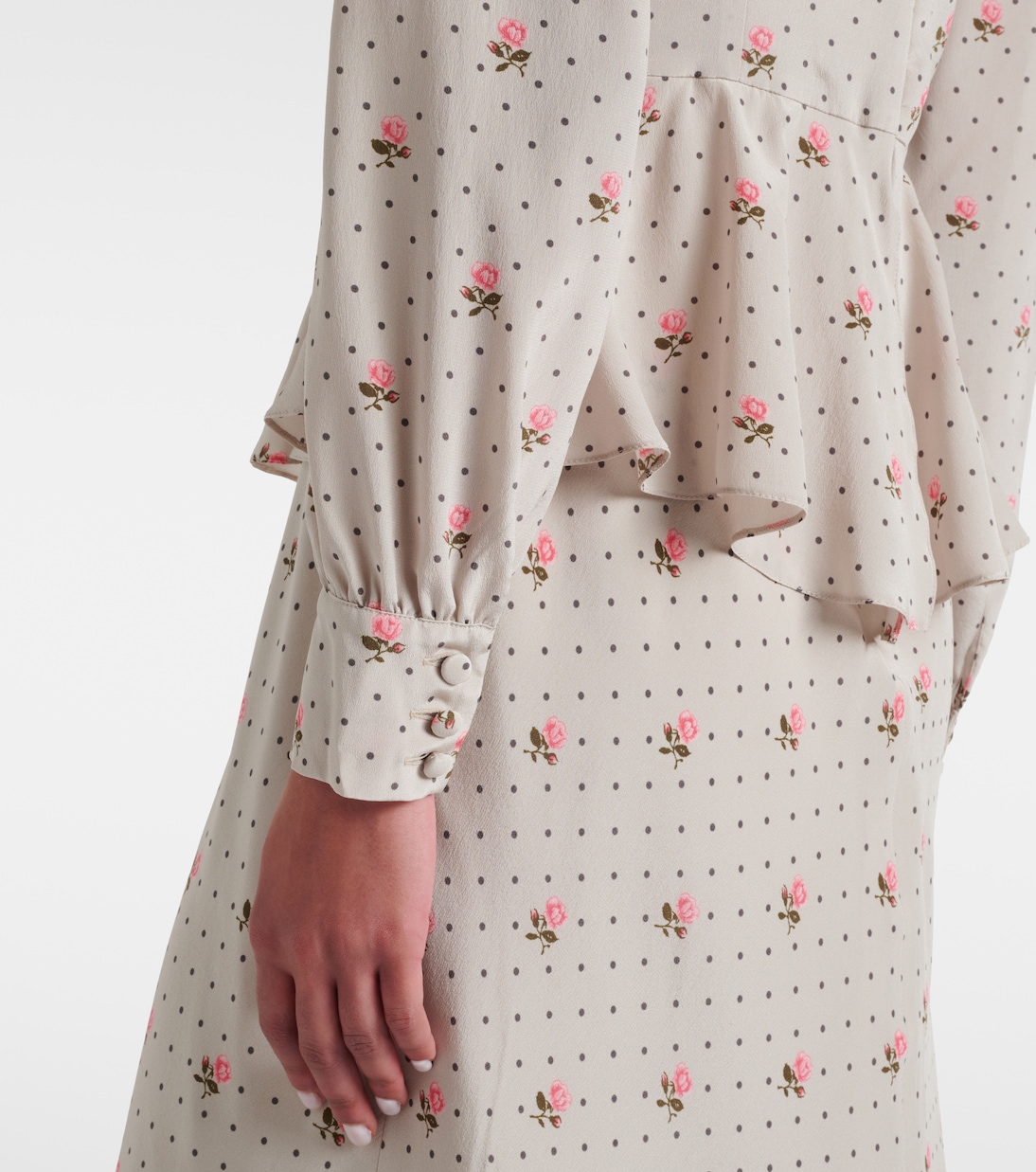 Floral polka-dot silk midi dress | Alessandra Rich