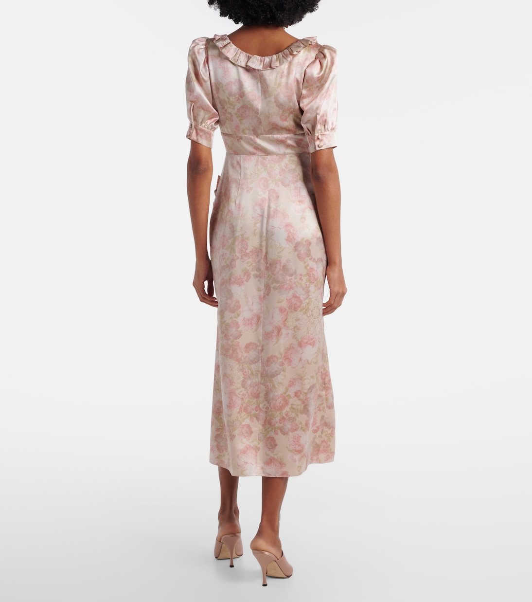 Floral silk satin midi dress | Alessandra Rich