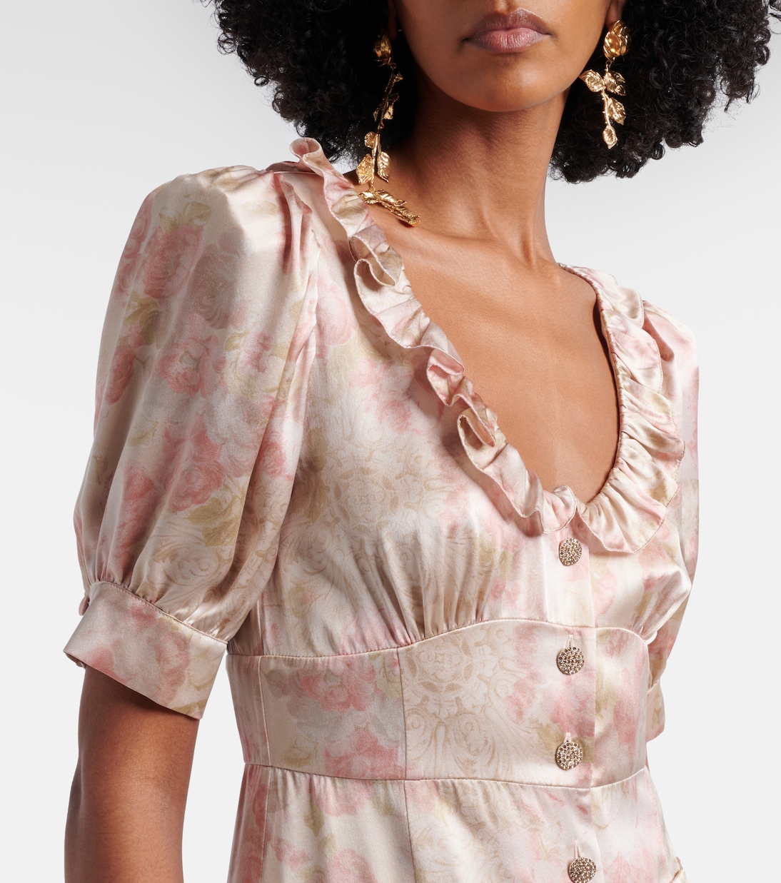 Floral silk satin midi dress | Alessandra Rich