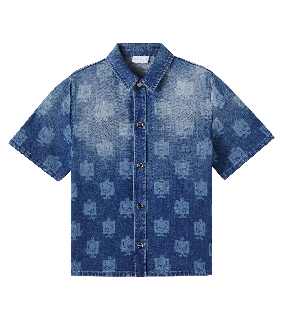 Printed denim bowling shirt | Gucci Kids