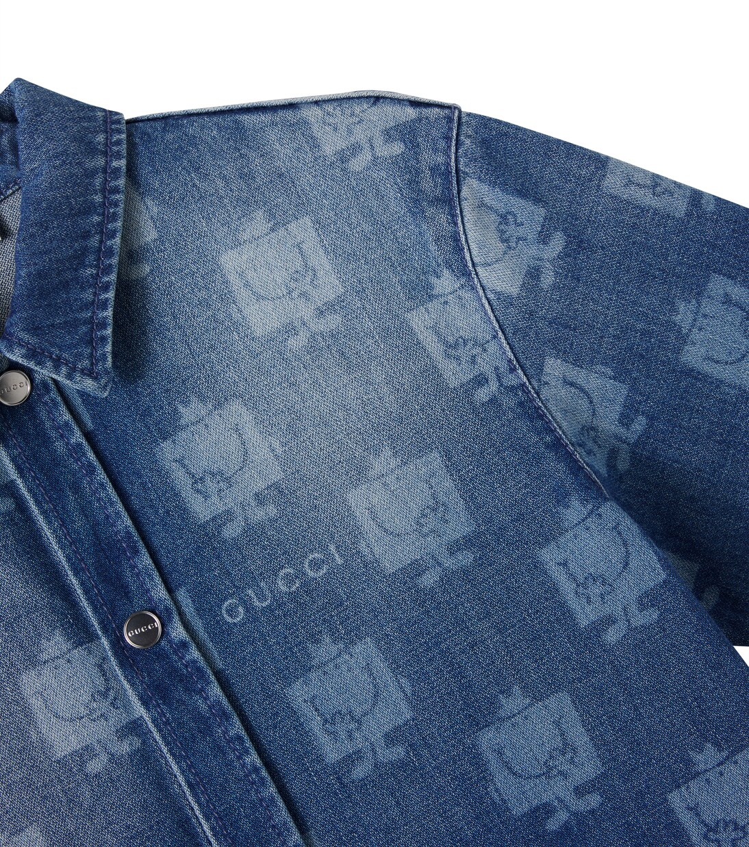 Printed denim bowling shirt | Gucci Kids