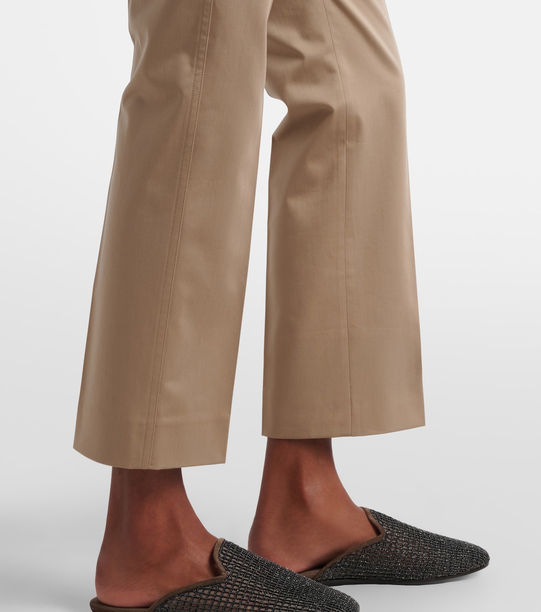 Cotton-blend cropped slim pants | Max Mara
