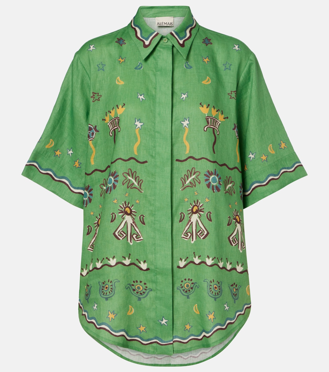 Sun Dancer printed linen shirt  | Alémais