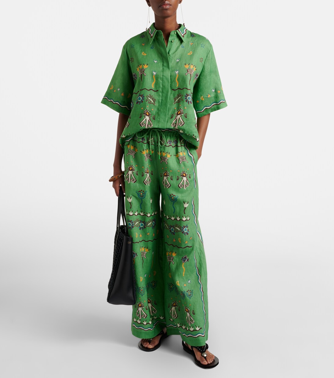 Sun Dancer printed linen shirt  | Alémais