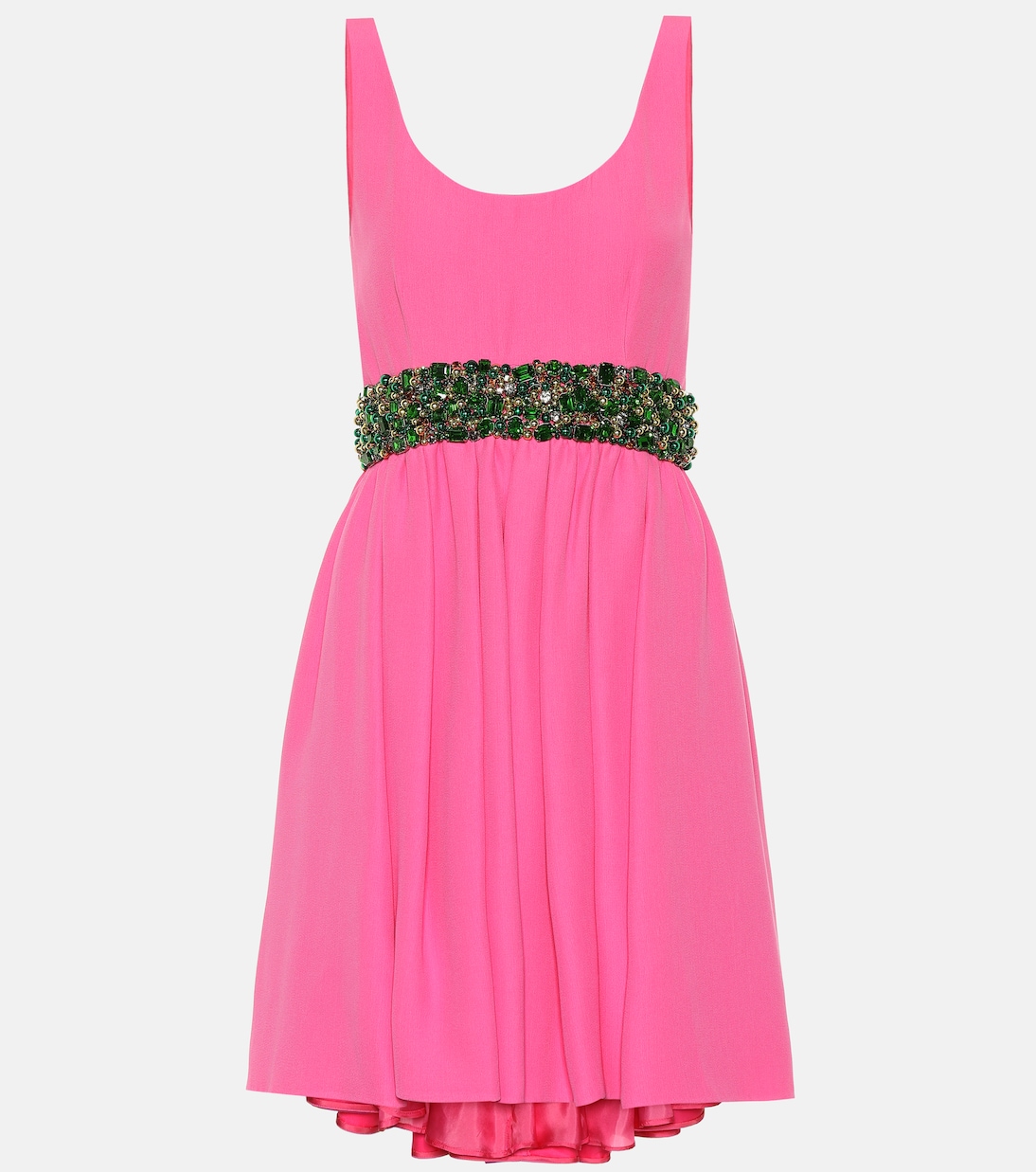 Vestido corto de crepé con adornos | Prada